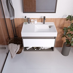 Madera Раковина над стиральной машиной Vega 80 R белая – фотография-6